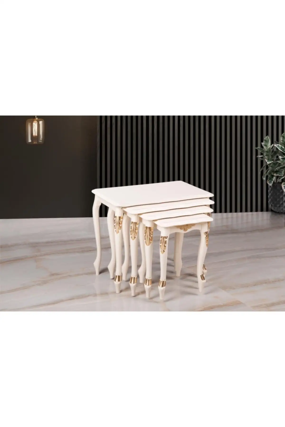 Carved Cream Lükens Zigon Coffee Table Set