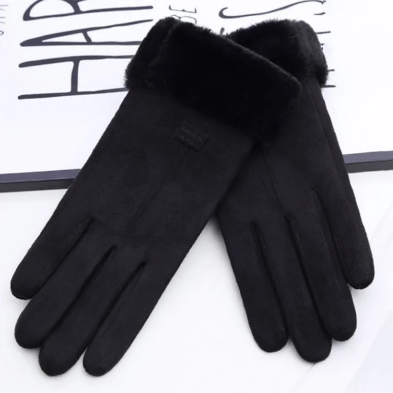 Gants de sport en plein air pour femmes, mitaines chaudes en fourrure, écran, mode féminine, automne, hiver, mignon