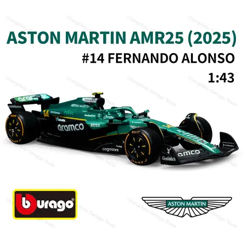 Bburago 1:43 2025 Aston Martin AMR25 F1 coche de fórmula vehículos fundidos a presión juguetes de carreras de modelos coleccionables