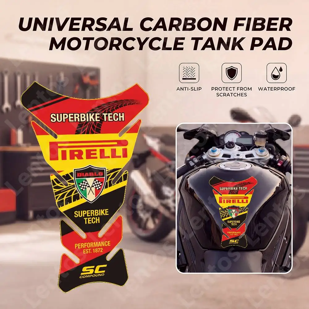 

For PIRELLI Motorcycle Fish Bone Fuel Tank Sticker Anti-Slip Tank Pad Decal