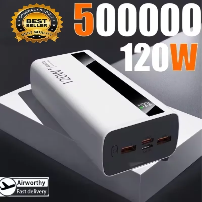 Портативный внешний аккумулятор PowerBank 200000 мАч с высокой емкостью и сверхбыстрой зарядкой 120 Вт для iPhone, Huawei, Oppo, Samsung