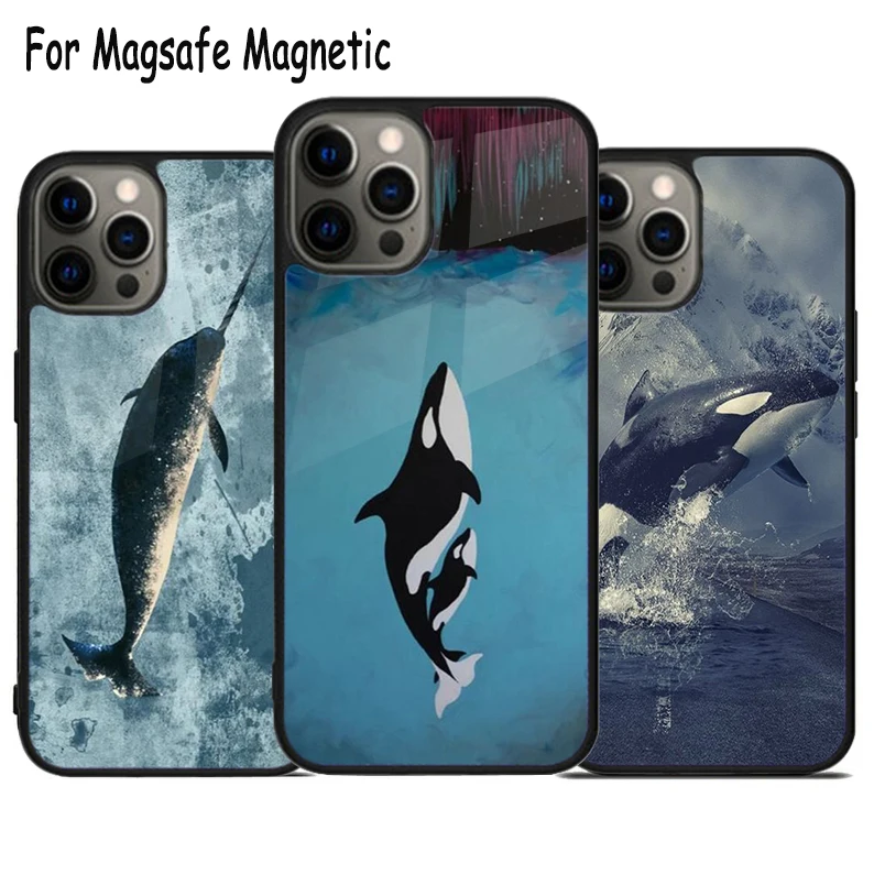 

Killer whale swimming Wireless Phone Case For iPhone 17 Air 15 16 16e 14 13 11 12 Pro Max Plus Magsafe Magnetic Bumper Cover