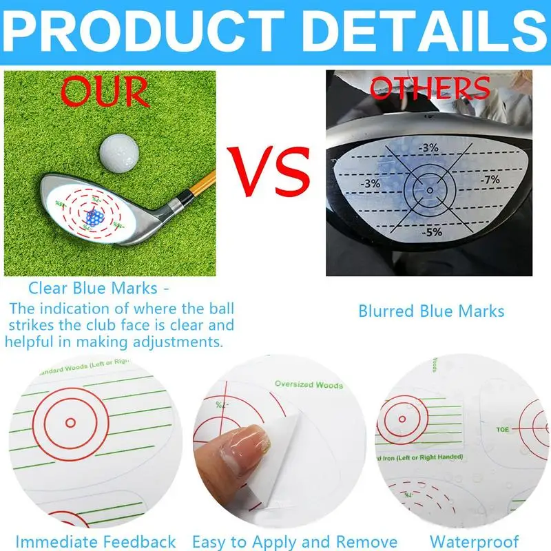 Golf Driver Face Tape Swing Training Aid Improve Hitting Consistency Instant Feedback Black Mark Swing Training Aid Perfect Gift