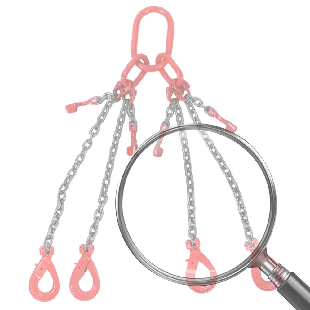 

4 Point Lift Chains Rigging with Grab Hook 4 Leg Chain Sling for Lifting Heavy Duty 4-Strand Chain Hanger for Engine Hoist Lifts