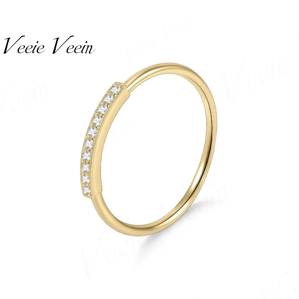 Veeie Veein Jewelry 9k Gold Straight Row Diamond Small Row Ring Women S Fashion Simple Commuter Artificially Grown Diamond Small