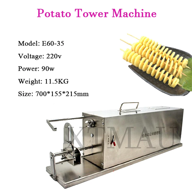 Electric Spiral Potato Slicer Automatic Stretching Of Potato Chips Efficient Potato Tower Machine