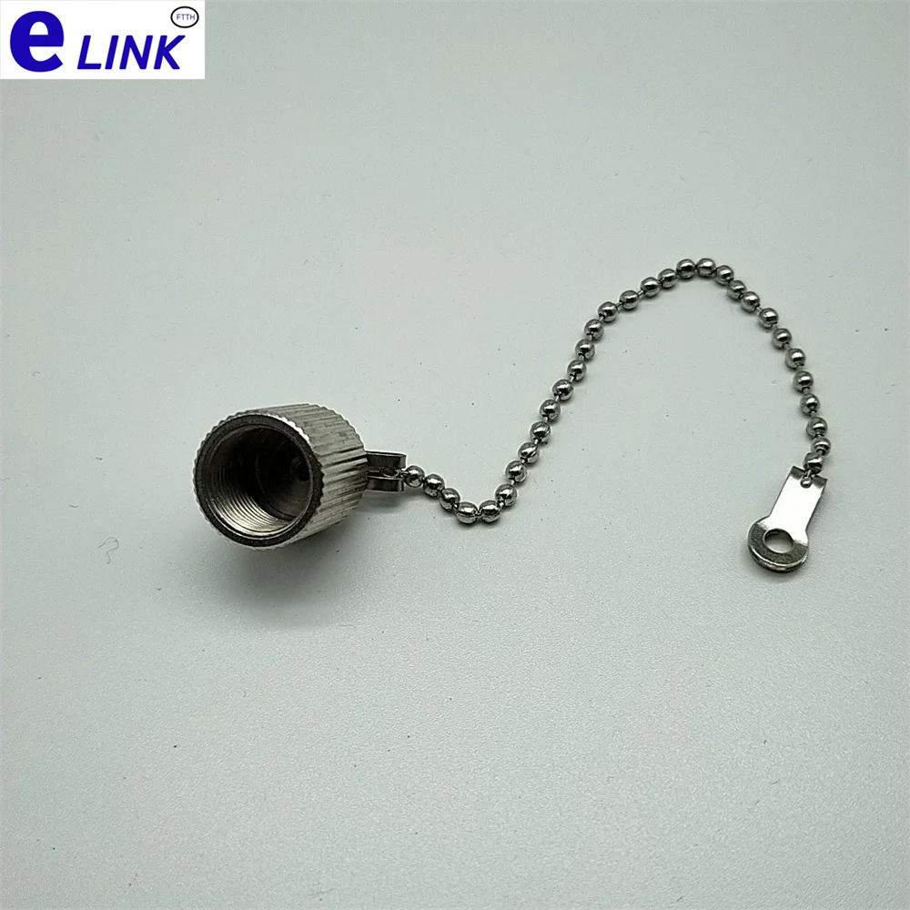 TNC ฝาปิดกันฝุ่นโลหะพร้อมหางโซ่สำหรับขั้วต่อสายโคแอ็กซ์เชียล ftthelink 50ชิ้น