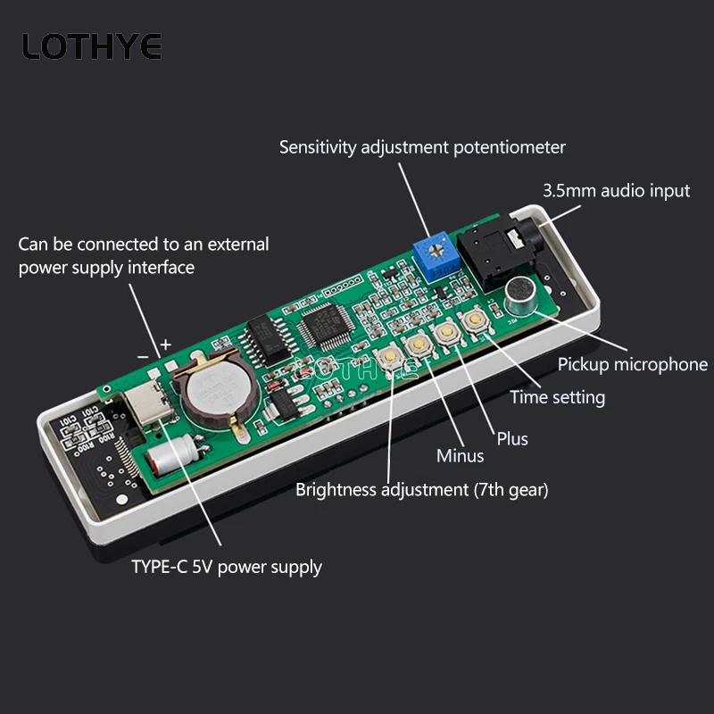 Fluorescent Screen Dual Channel Music Spectrum Voice Control Electronic Clock Display Car Atmosphere Lamp Multimedia Speaker