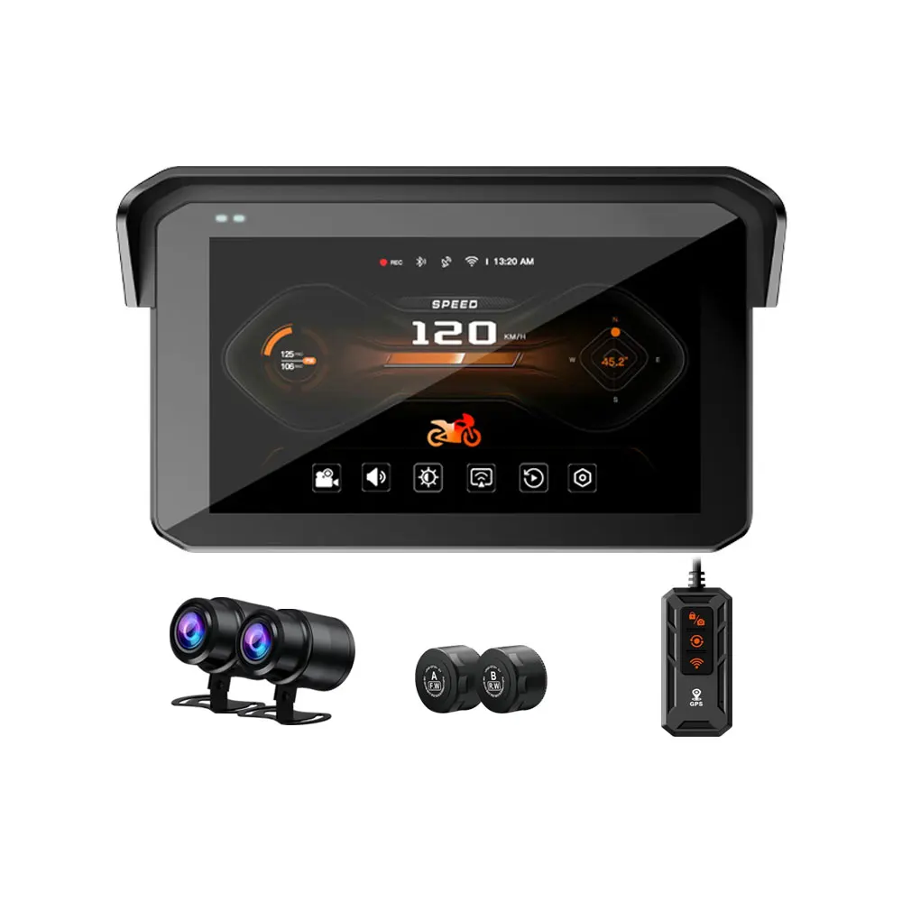 

Motorcycle Navigation Carplay Multimedia Player for Phone Link Display Screen 5inch Support Driving Recorder Dual Cam Waterproof