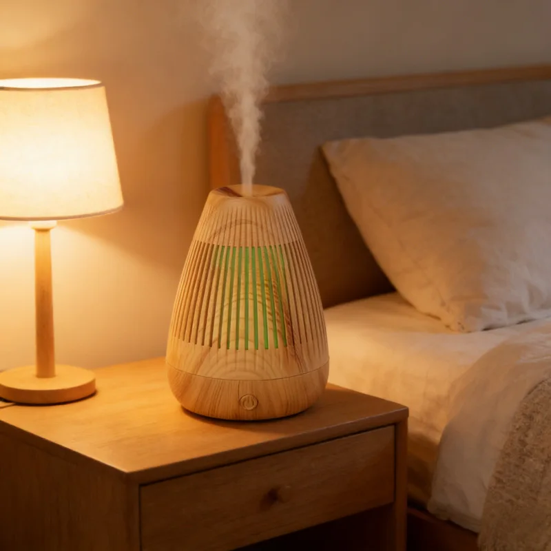 7 Colors Lighting Wooden Ultrasonic Aroma Diffuser Humidifier for Quiet Sleeping 2007