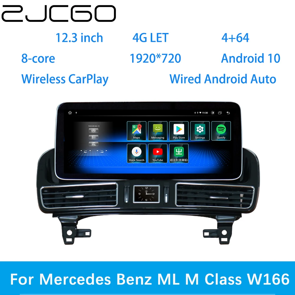 

ZJCGO Car Multimedia Player Stereo GPS DVD Radio Navigation Android Screen System for Mercedes Benz ML M Class W166 ML250 ML450