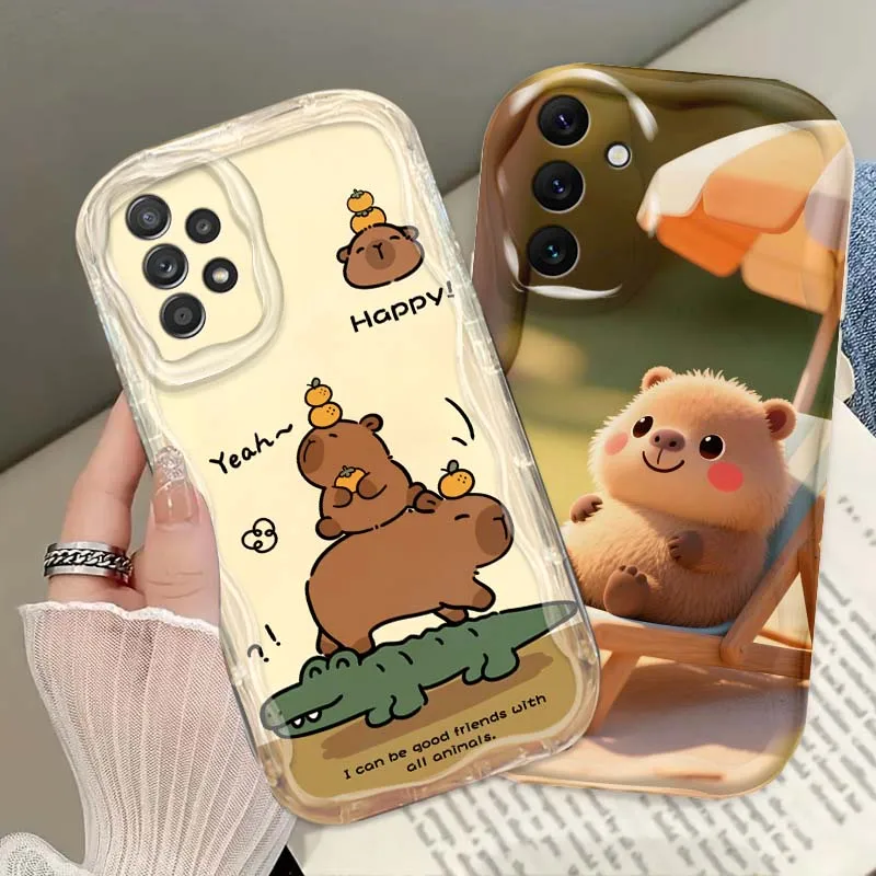 

Simple Style Kapibala Cartoon Phone Case For Samsung A73 A72 A71 A56 A55 A54 A53 A52 A51 A32 A36 A26 A25 A13 A14 5G Wave Oil