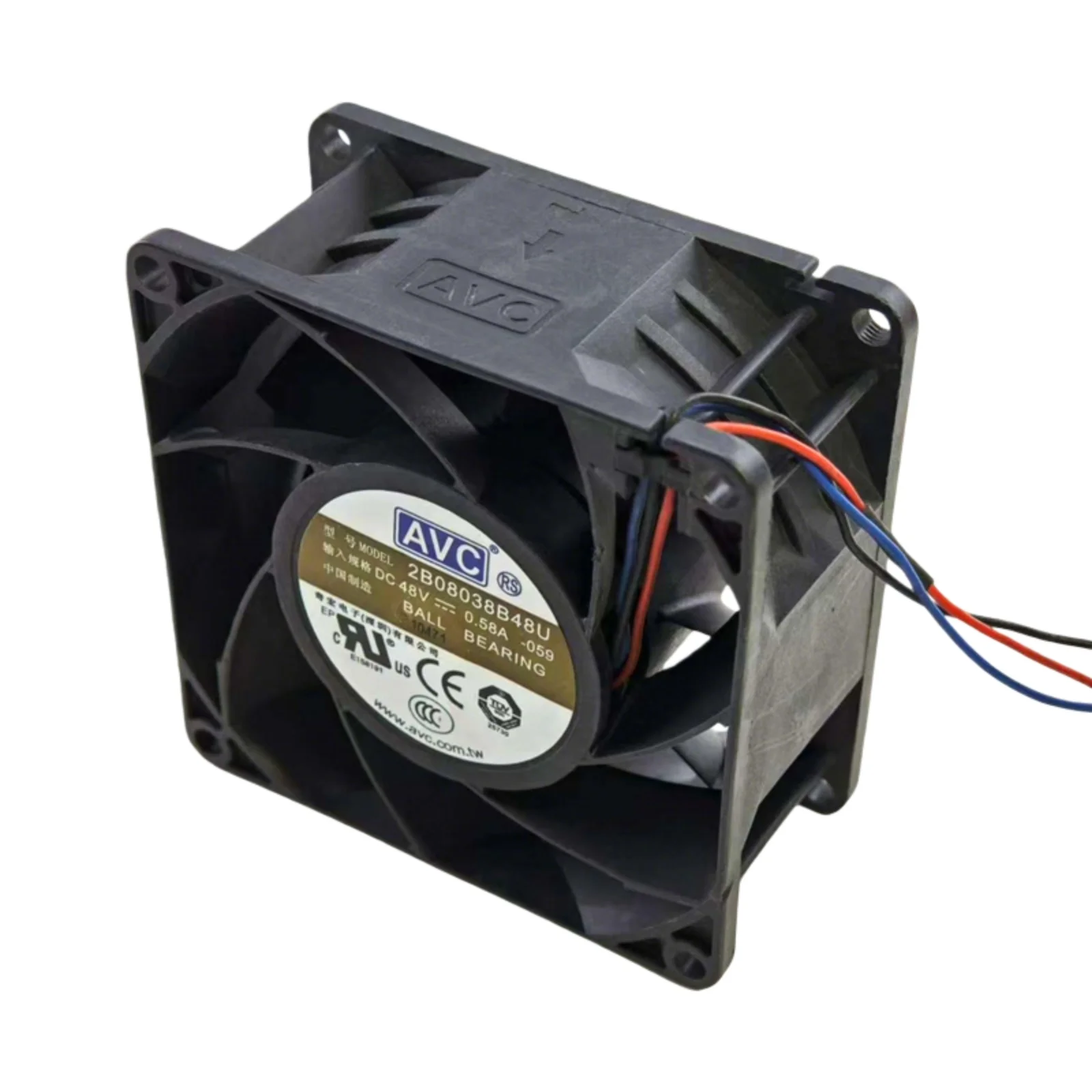 

Original For AVC 2B08038B48U DC 48V 0.58A 80mm Fan 8038 8000RPM 116CFM Server Inverter Telecom Violent Cooling Fan Ball Bearing
