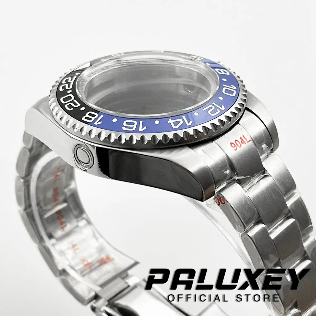 44MM NH35 NH36 NH34 NH38 NH39 NH70 NH72 Silver Sapphire Crystal Big Watch Case With Bracelet Compatible