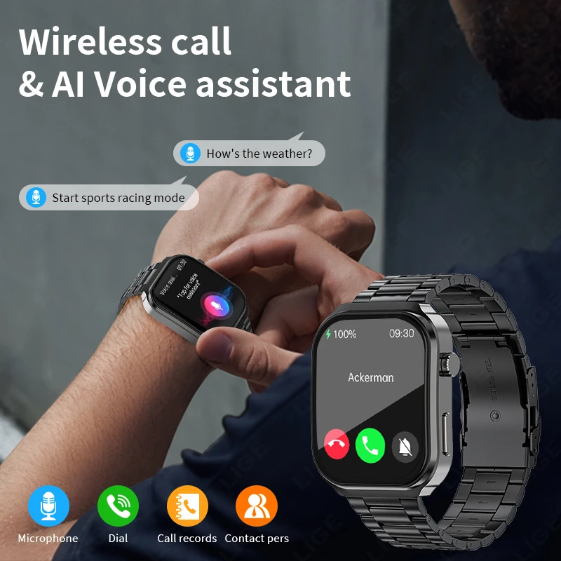 2026 ساعة ذكية للرجال سوار صحي معدل ضربات القلب مراقبة ضغط الدم الرياضة اللياقة البدنية بلوتوث دعوة ساعة ذكية لنظام أندرويد iOS