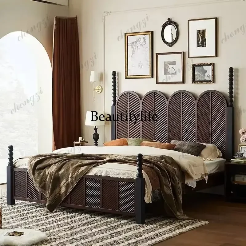 Modern Italian Style Double Bed Frame with Storage Full Size Comforter Frame for Adult Bedroom Home Furniture 2 Personnes