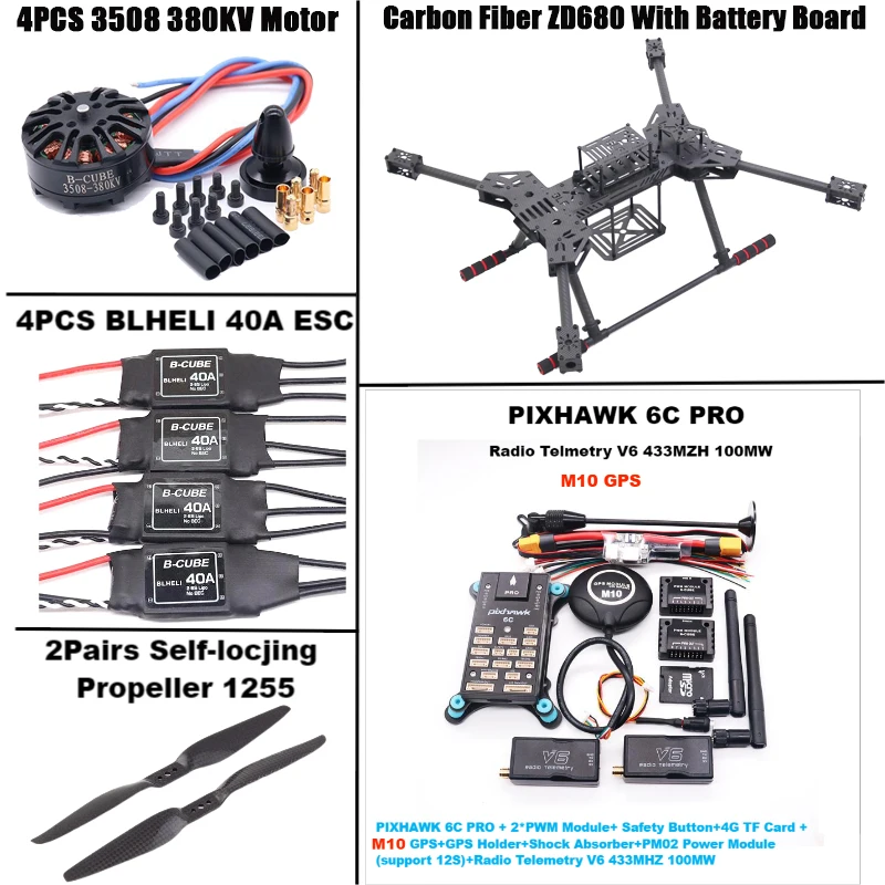 

NEW ZD680 6C PRO M8N/M9N/M10 Full Carbon Fiber Hexa-Rotor Foldable Arm Hexacopter Frame Kit PIXHAWK with Unflodable Landing Gear
