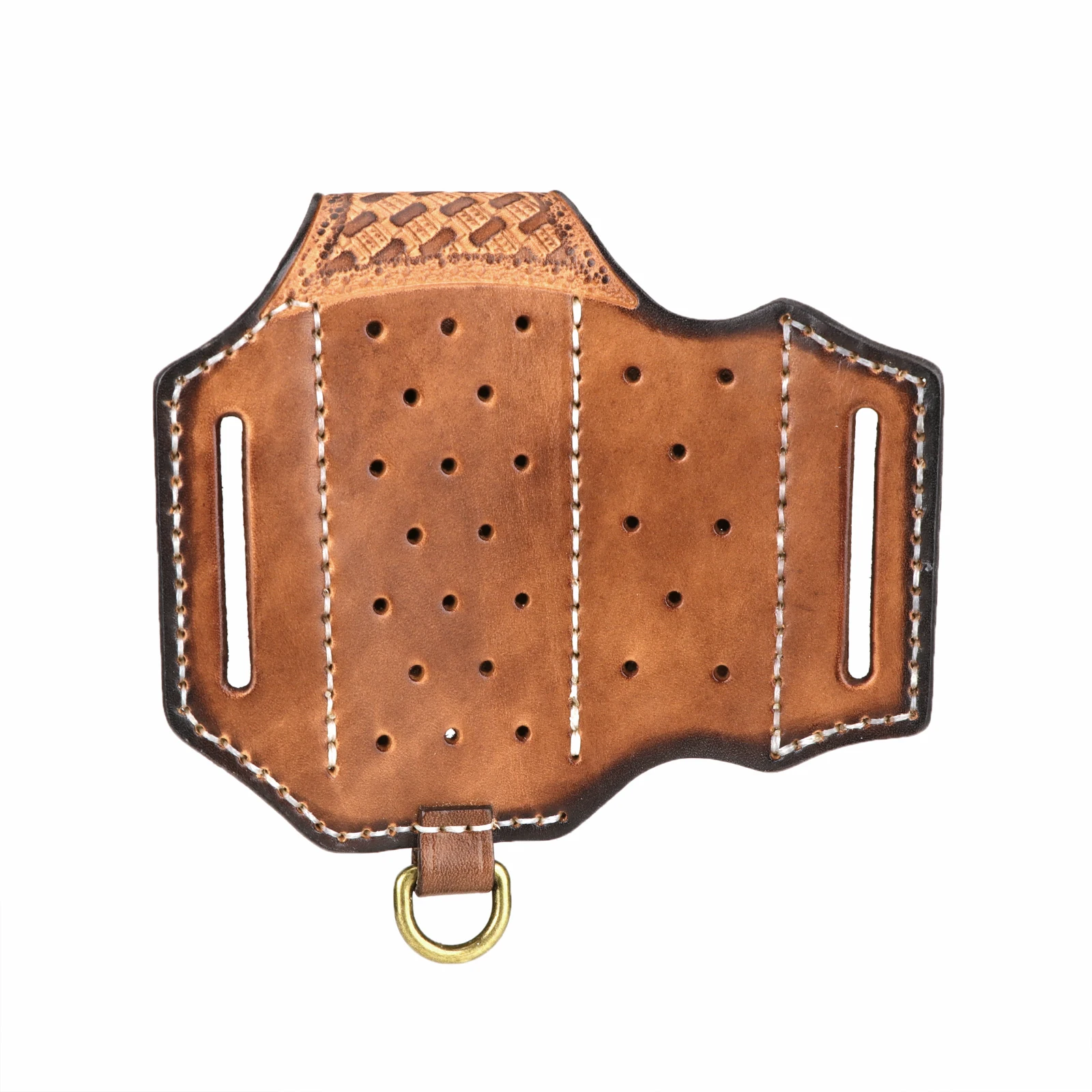 Tourbon-funda plegable de cuero para cuchillo, Organizador de bolsillo EDC multifunción para linterna, Mini bolsa marrón