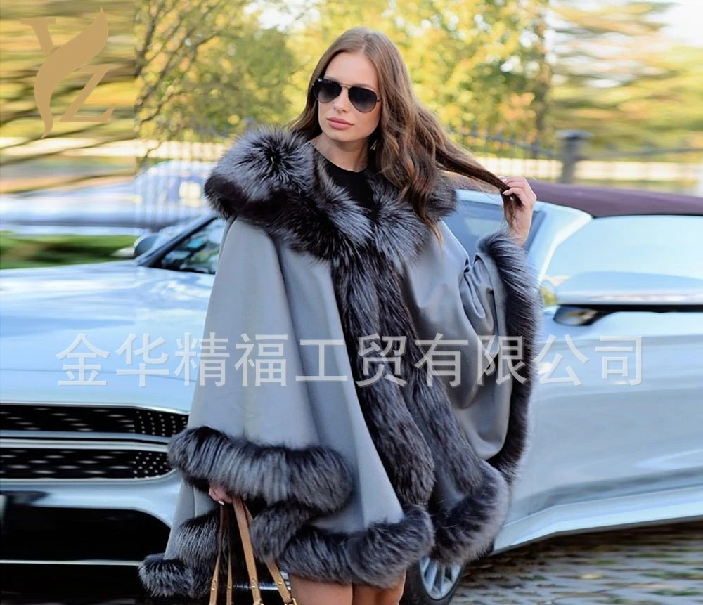 Fashion Faux Fur Shawl Women 2025 Winter New High Street Warm Loose Comfort Fox Fur Shawl Fur Female Nice Elegant Stylish Tops