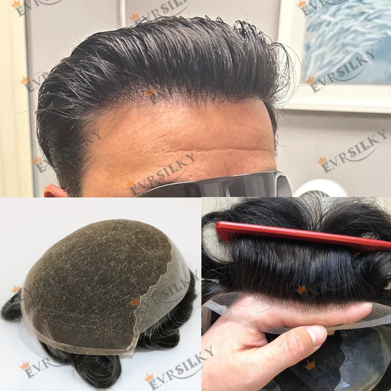 

Супер натуральная линия волос, 100% человеческие волосы, мужские парики, капиллярный протез # 1B30 Дышащие отбеленные узлы для стариков, седые волосы