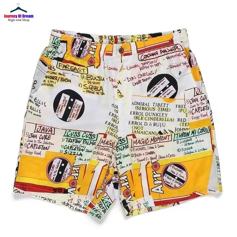 

WACKO MARIA Japanese Letters Full Print Casual Shorts High quality 1:1 Summer Mens Womens Drawstring Loose Brand Short Sleeve