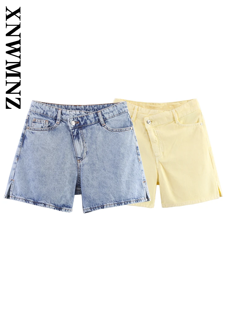 

XNWMNZ 2025 Spring New Product Lady Simple Fashion Denim Bottoms Chic Casual Woman White Jeans