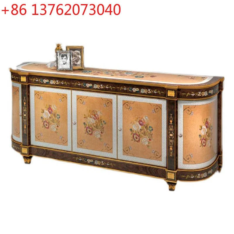 French solid wood shell parquet inlaid storage restaurant dishes cabinet