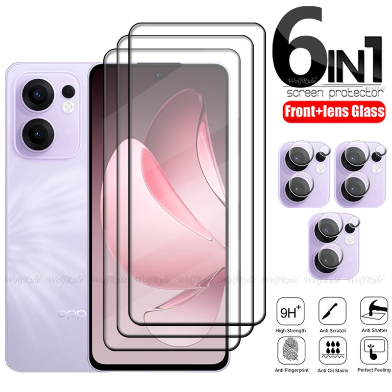 

6-in-1 For OPPO Reno 13F Glass Reno 13F Tempered Glass Phone Protective 9H Full Glue Cover Screen Protector Reno 13F Lens Glass