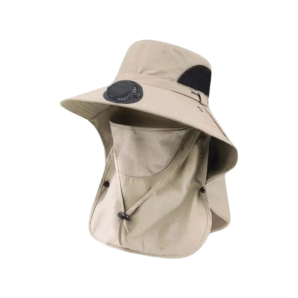Portable Solar Rechargeable Fan Hat Long-lasting with Shawl Fishing Sun Shading Cap 300mA Adjustable for 3.7V/300mAh