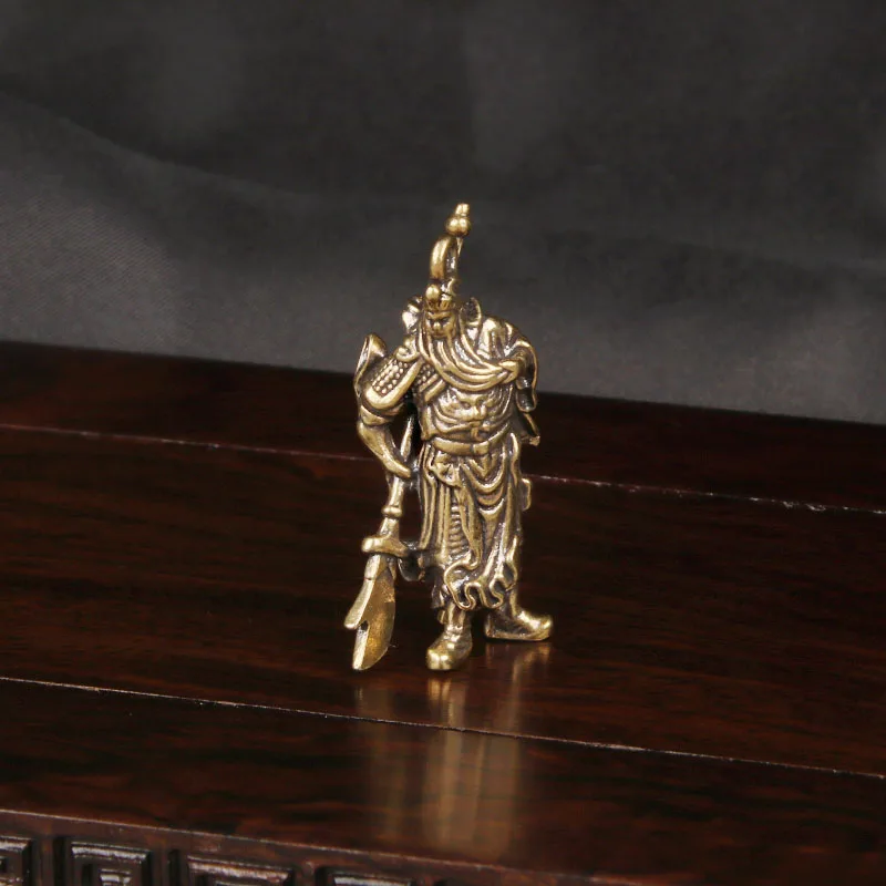 CH Brass Guan Gong Keychain Pendant - Guan Yunchang & Guan Yu God of War and Wealth Copper Sculpture Ornament Home Decor Items view 5