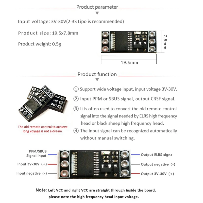 CR1 Module PPM/SBUS To ELRS CRSF Adapter Board Black Adapter Board PCB Adapter Board For AT9S FLYSKY WLFY MC Transmitter