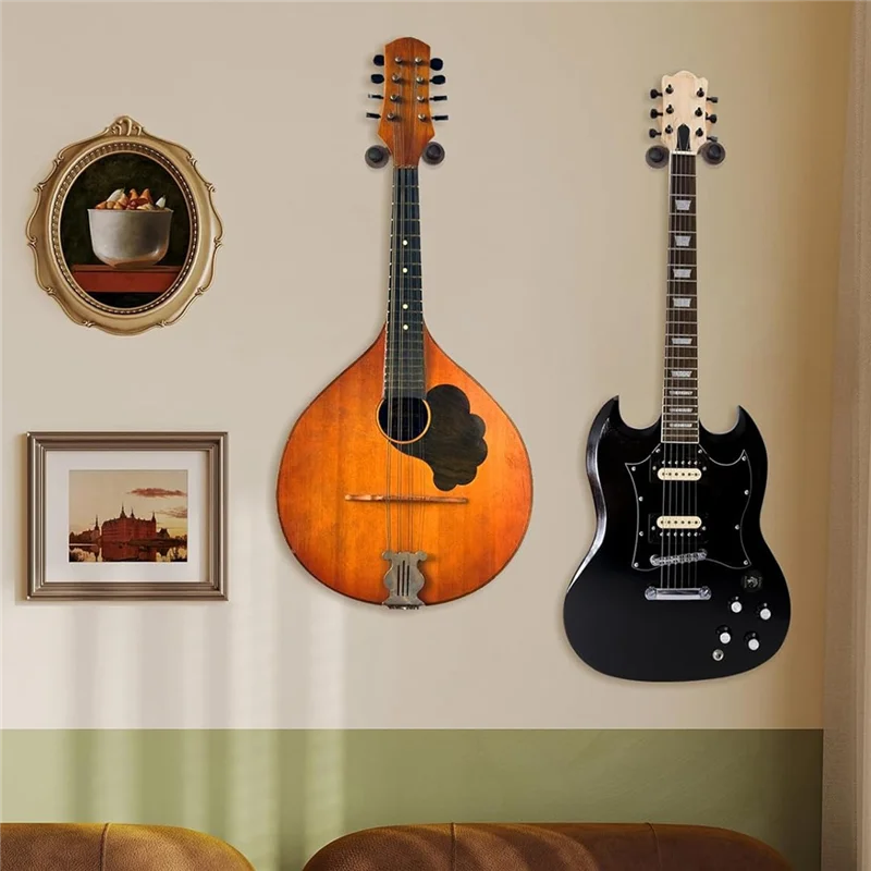 Guitar Wall Mount Holder With Humidity Monitoring Guitar Hanger Hook For Acoustic, Electric, Ukulele, Bass With 5 Picks-B60B