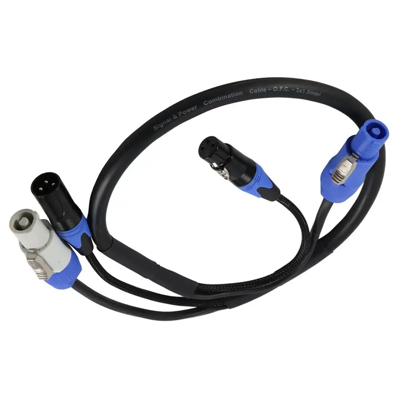 6X High Quality Powercon 3-Pin XLR Combo Cable 1M DMX512 Power Con Cable For Stage Lighting Led Screen