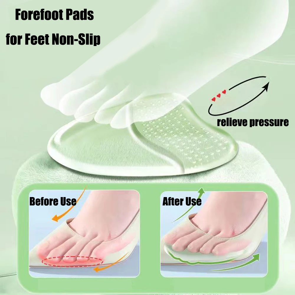 Silicone Half Insoles for Shoes Woman Metatarsal Foot Pads for High Heels Sandals Pain Relief Forefoot Gel Insoles for Work Boot