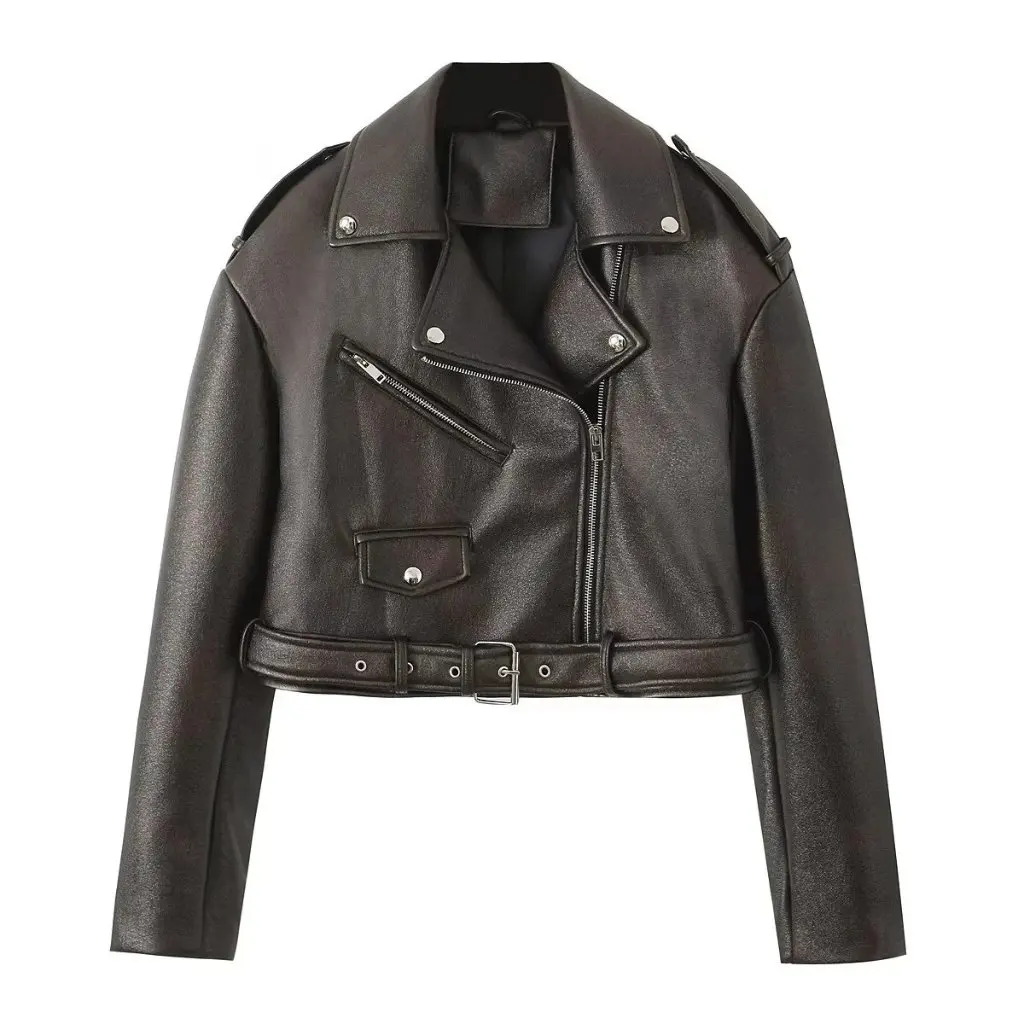Slim Leather Women's Short Coat PU Jacket Korean Motorcycle Style Spring Fashion Outerwear for Ladies