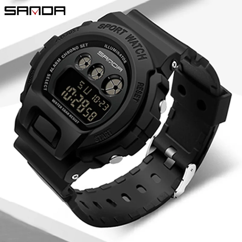 SANDA Mens Watches Women LED Digital Wristwatch Boy Girl Student Outdoor Waterproof Retro Electronic Man Watch Relogio Masculino