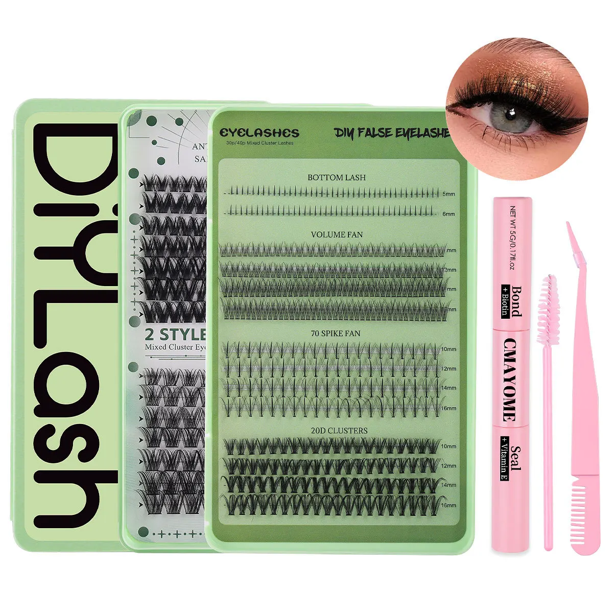 

Cluster eyelash extension false eyelahes book 530 pcs mix length and styles diy grafting lashes kit of tool for tweezer recover