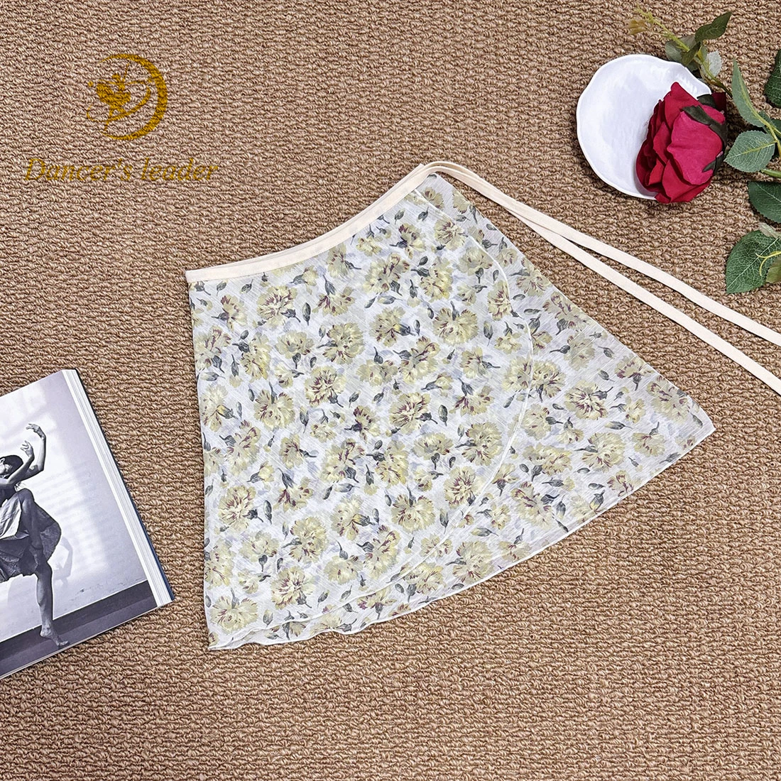 Ballet Skirt Adult One-Piece Silver Silk Flower Practice Basic Training Half Body Gauze Skirt Performance Dance Skirt