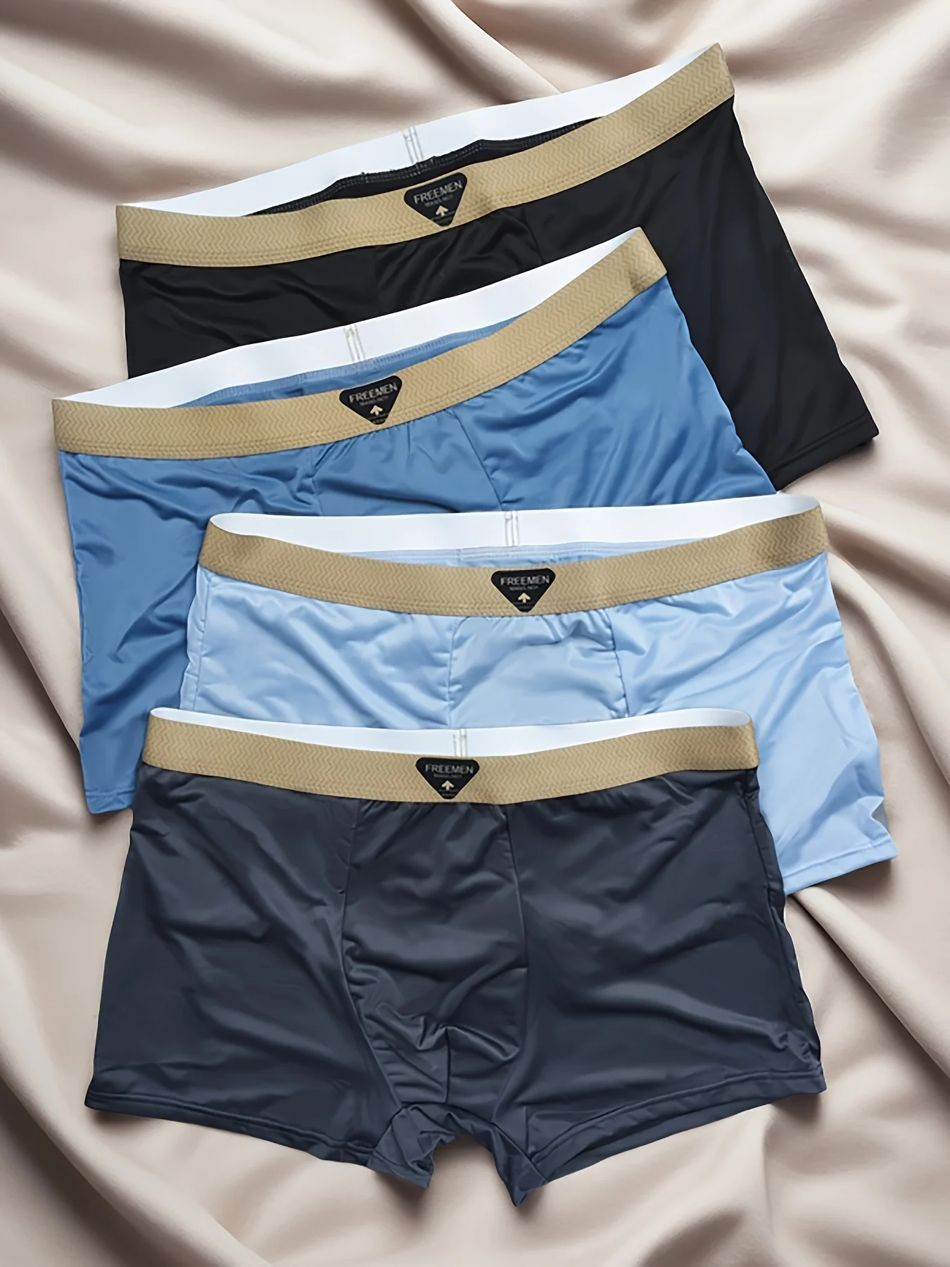 

4-Pack Men's Ice Silk Boxers - Premium Waistband, Cool Colors