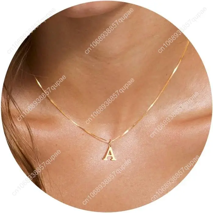 

Gold Initial Necklaces Lady Girl Dainty Fashion Gold Letter Necklace Tiny A-Z Pendant Choker Necklace Trendy Cute Personalized