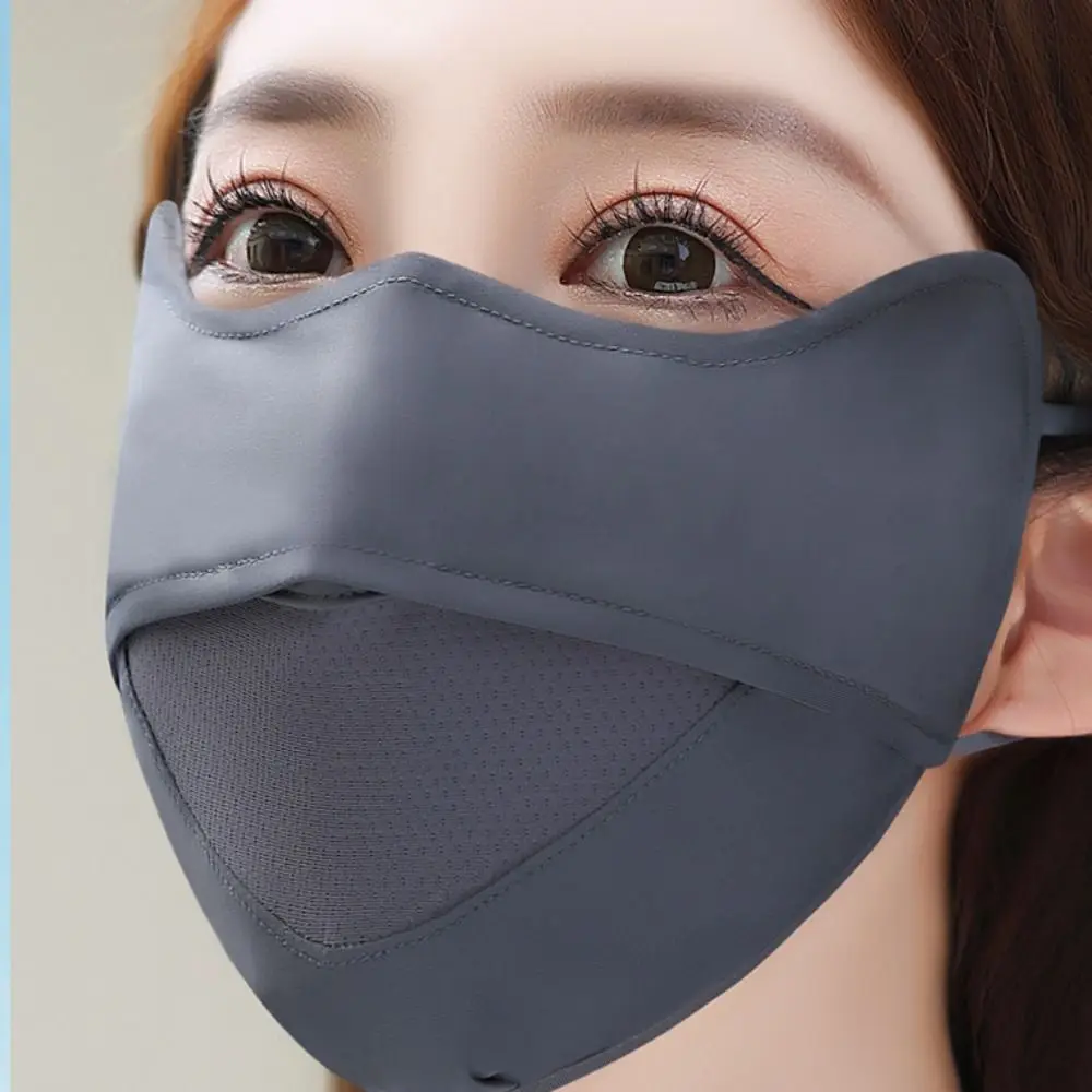 UV Protection Ice Silk Face Scarf Mesh Solid Color Sunscreen Veil Face Scarves Face Mask Anti-uv Face Cover Women/Girls