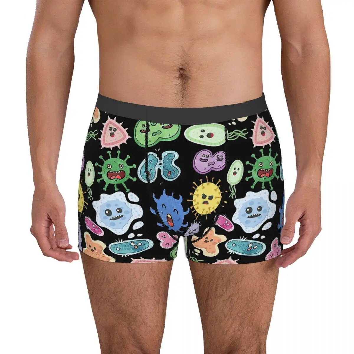 Cute Microbes Bacteria Virus Ecoli Micro Biology Seamless Chemistry Chemist Underpants Panties Man Underwear Shorts Boxer Briefs