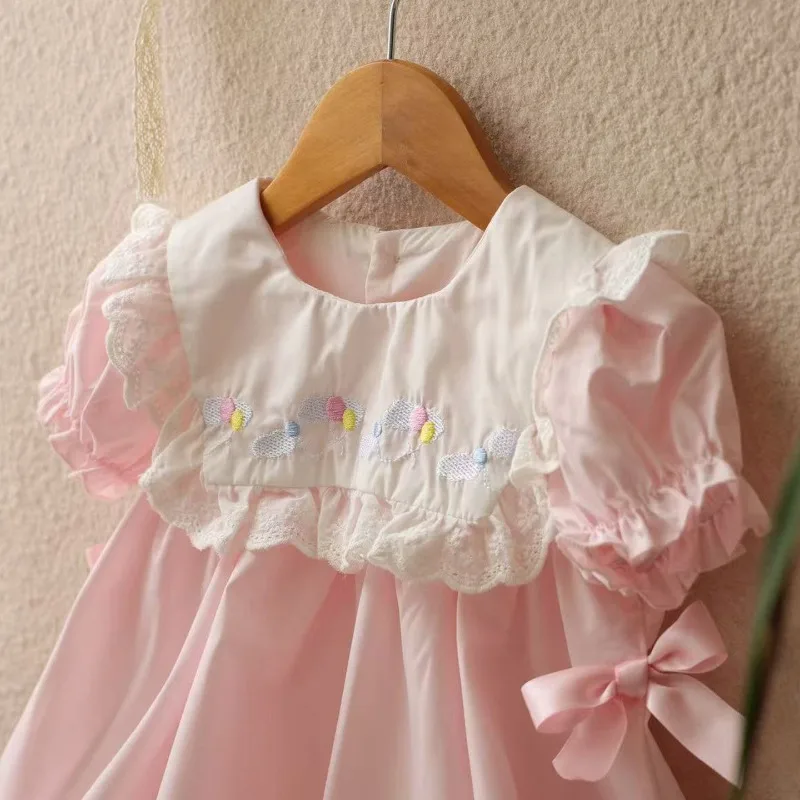 Kleines Ballon-Stickerei-Mädchenkleid für Hochzeiten und Partys, Sommer-Neuheit, Kinder-Alltagskleidung, Freizeitkleidung, Boutique-Kleid für Babymädchen – Detail 3
