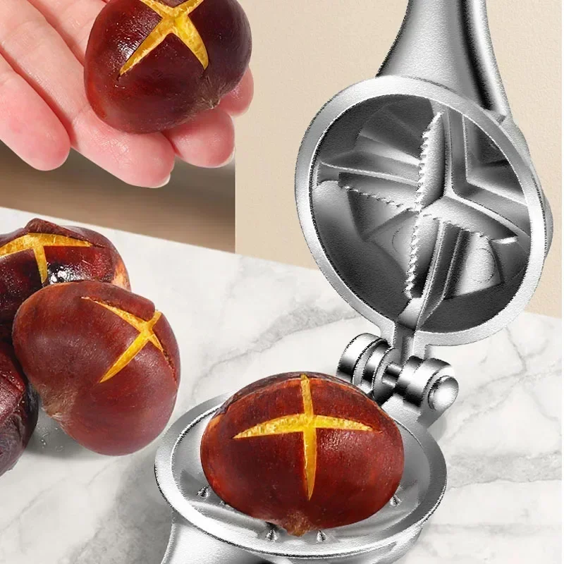 밤나무 클립 스테인레스 스틸 쉘 오프너 너트 크래커 탈곡기 가정용 밤나무 필링 호두 펜치 커터 주방 도구