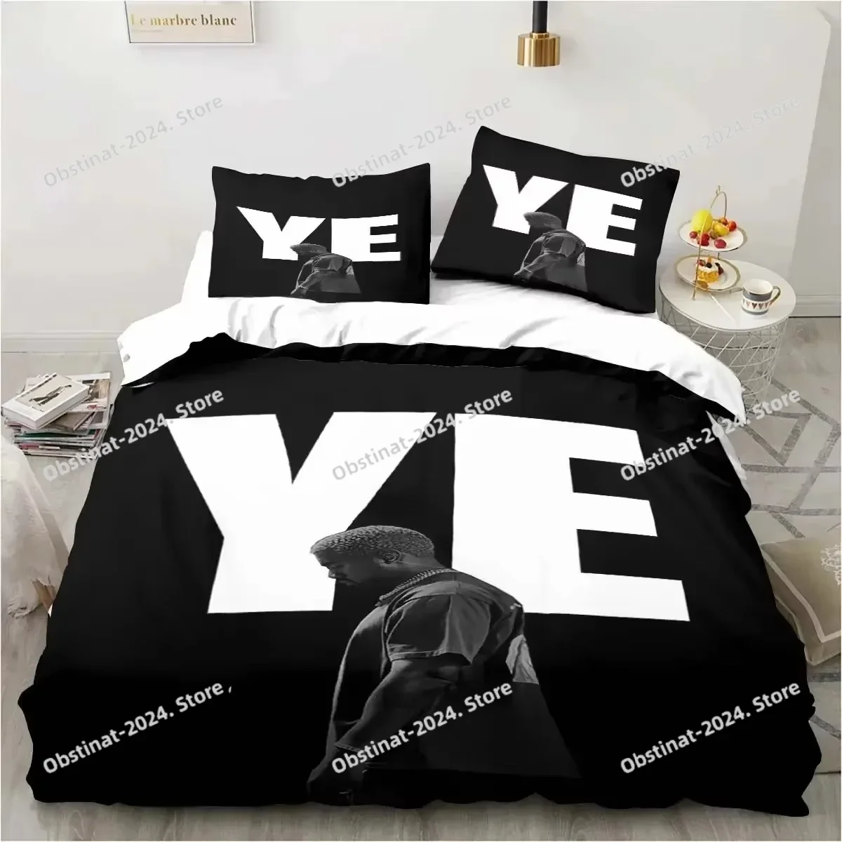 

Top Rapper Kanye West Bedding Set Printed single Comforter Quilt Bed Cover Duvet Cover Pillow Case 3 Pieces Sets Kids Adult Size
