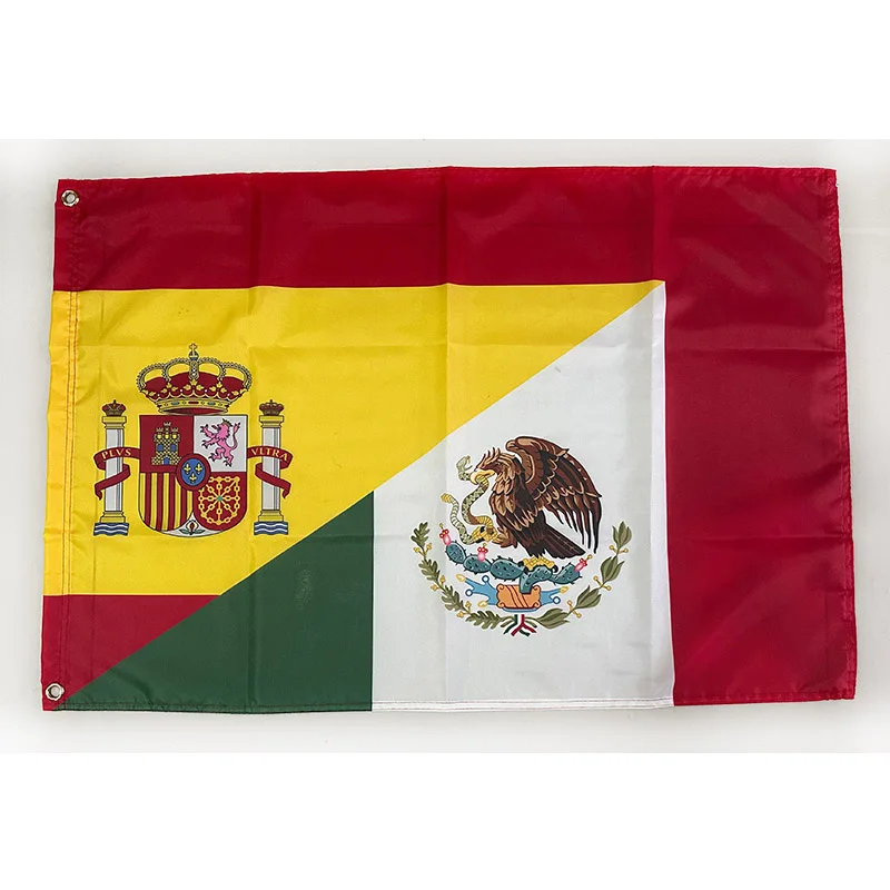 Spain Mexico Flag Friendship 2ft*3ft (60*90cm) 3ft*5ft (90*150cm) Size Christmas Decorations Flag Banner