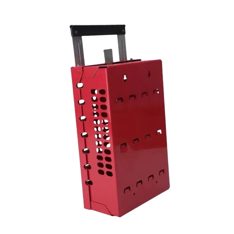 Portable Wall Mounted Dual-purpose Metal Padlock Box Steel Handle 14 Locks Group Safety Lockout Box Multiple Points Locking