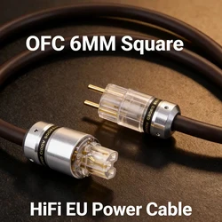 Hi-End Viborg VP1606 OFC RISR 6MM square AC Power cords Cable Audio Grade 16MM with EU Schuko  power plug