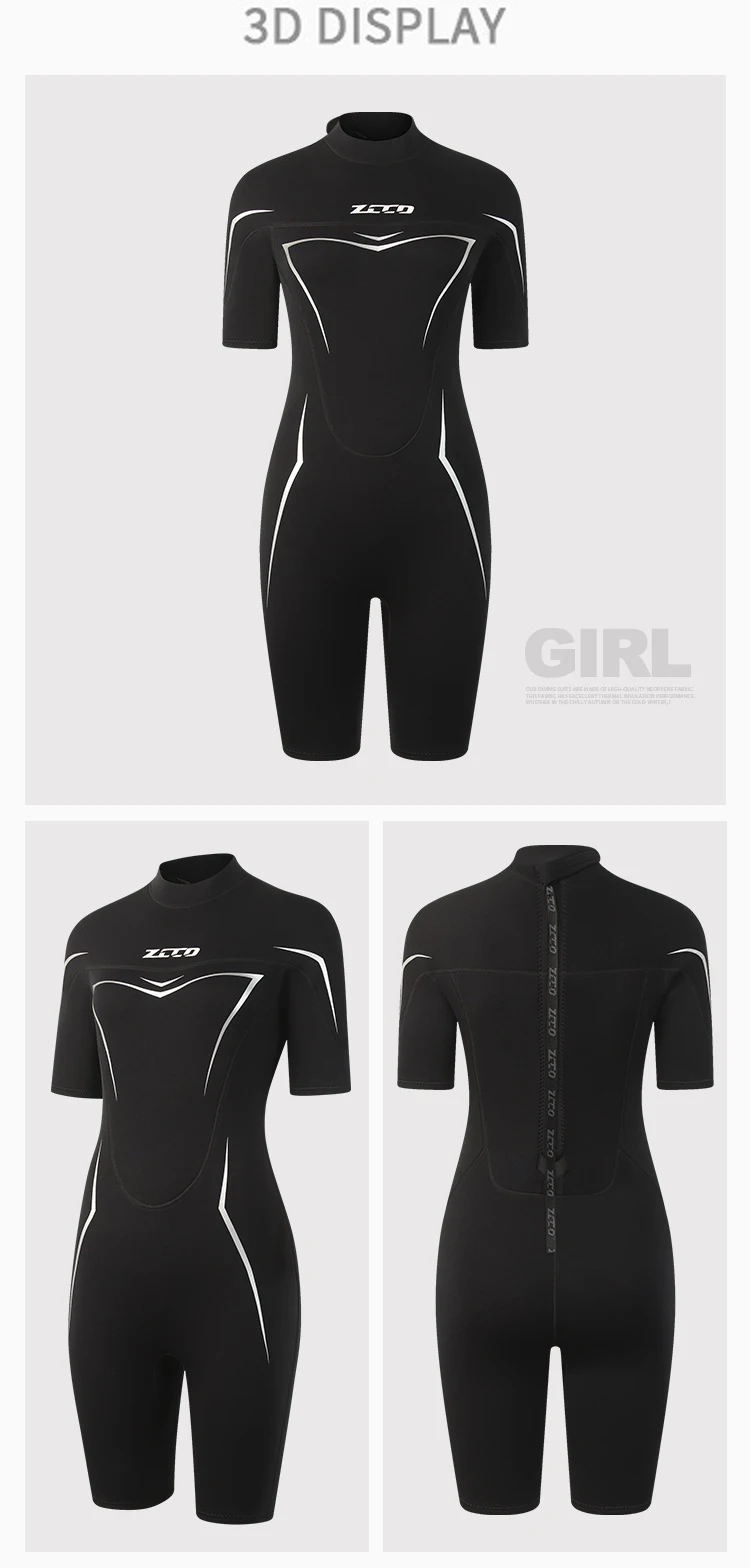 3 mm Neoprenanzüge für Männer und Frauen, Neopren-Tauchanzüge, Reißverschluss hinten, kurzärmelige Badeanzüge zum Tauchen, Schnorcheln, Surfen, Schwimmen, Neoprenanzug – Detail 10