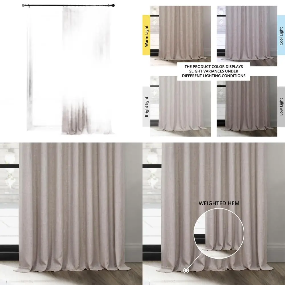 

Широкая шторная панель из искусственного льна, 254 см (100 дюймов) в ширину x 274 см (108 дюймов) в длину, фактурные затемняющие шторы для дома, цвет «глиняный»